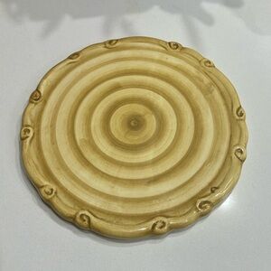 Vtg Yellow Mustard Colored California Pantry Classic Ceramic Trivet 6 3/4” Round
